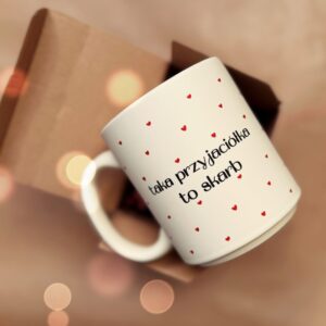 Kubek kremowy Przyjaciółka w serduszka